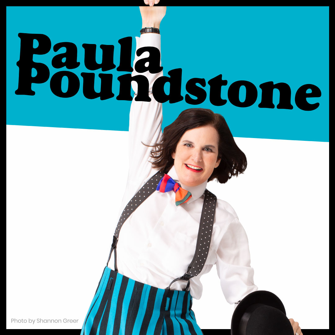 Paula Poundstone appears with her name